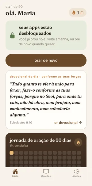 Tela 1 do Pausa com Deus