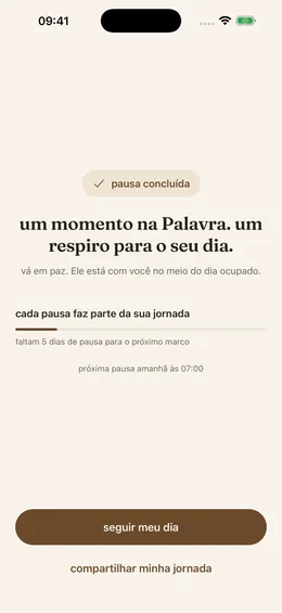 Confirmação da leitura concluída e indicação da próxima pausa